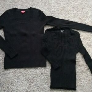 Bundle Of 2 Women's Black Ribbed Sweaters L